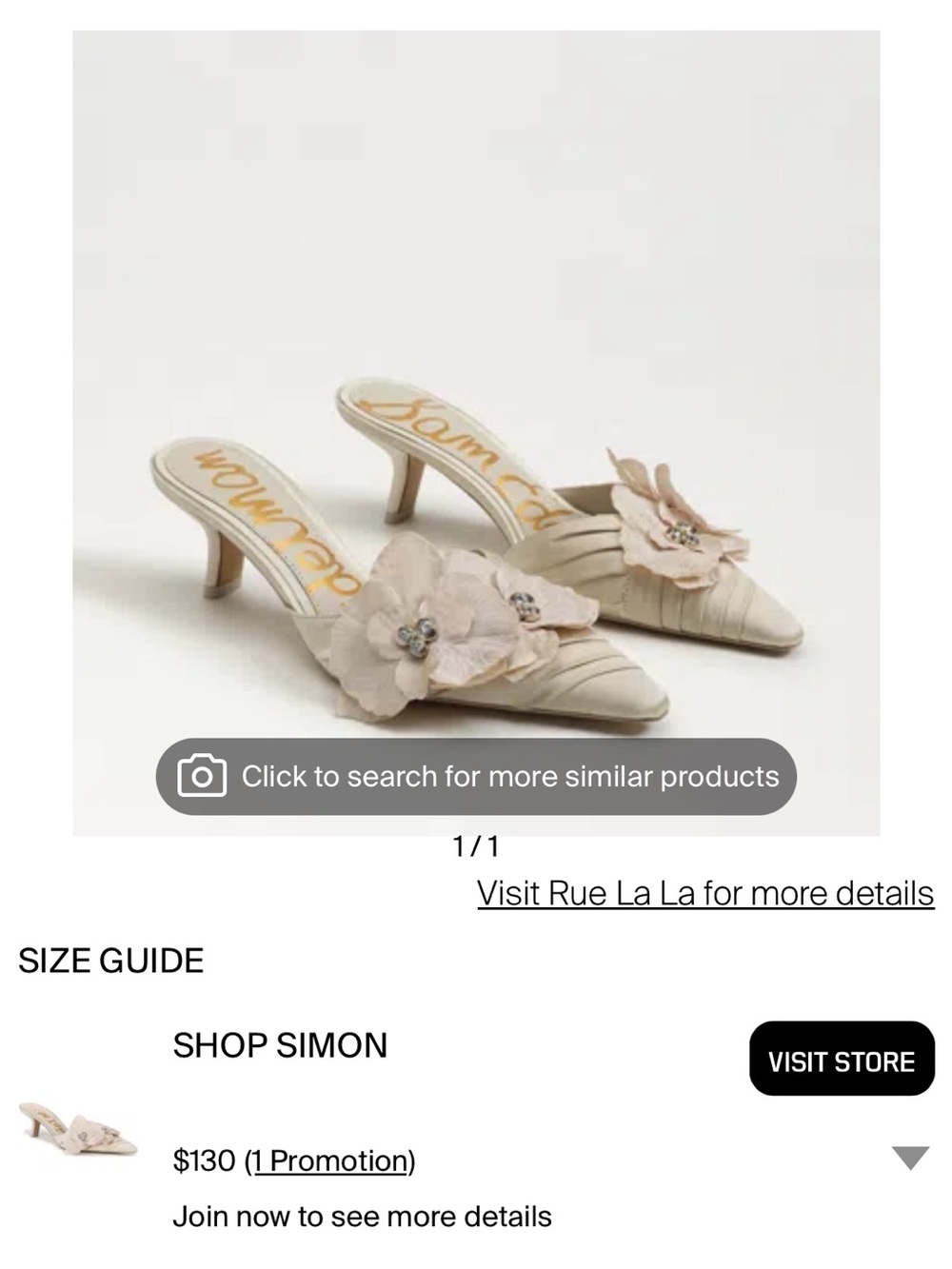 Sam Edelman Cream Floral Embellished Pointed-Toe Mules